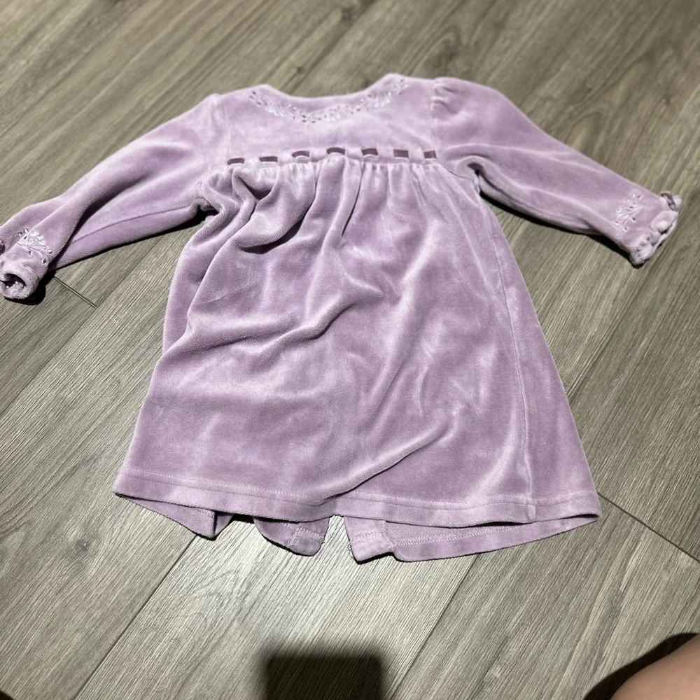Vintage Le Top Lavender Purple  Velvet Button-Front Girls Dress